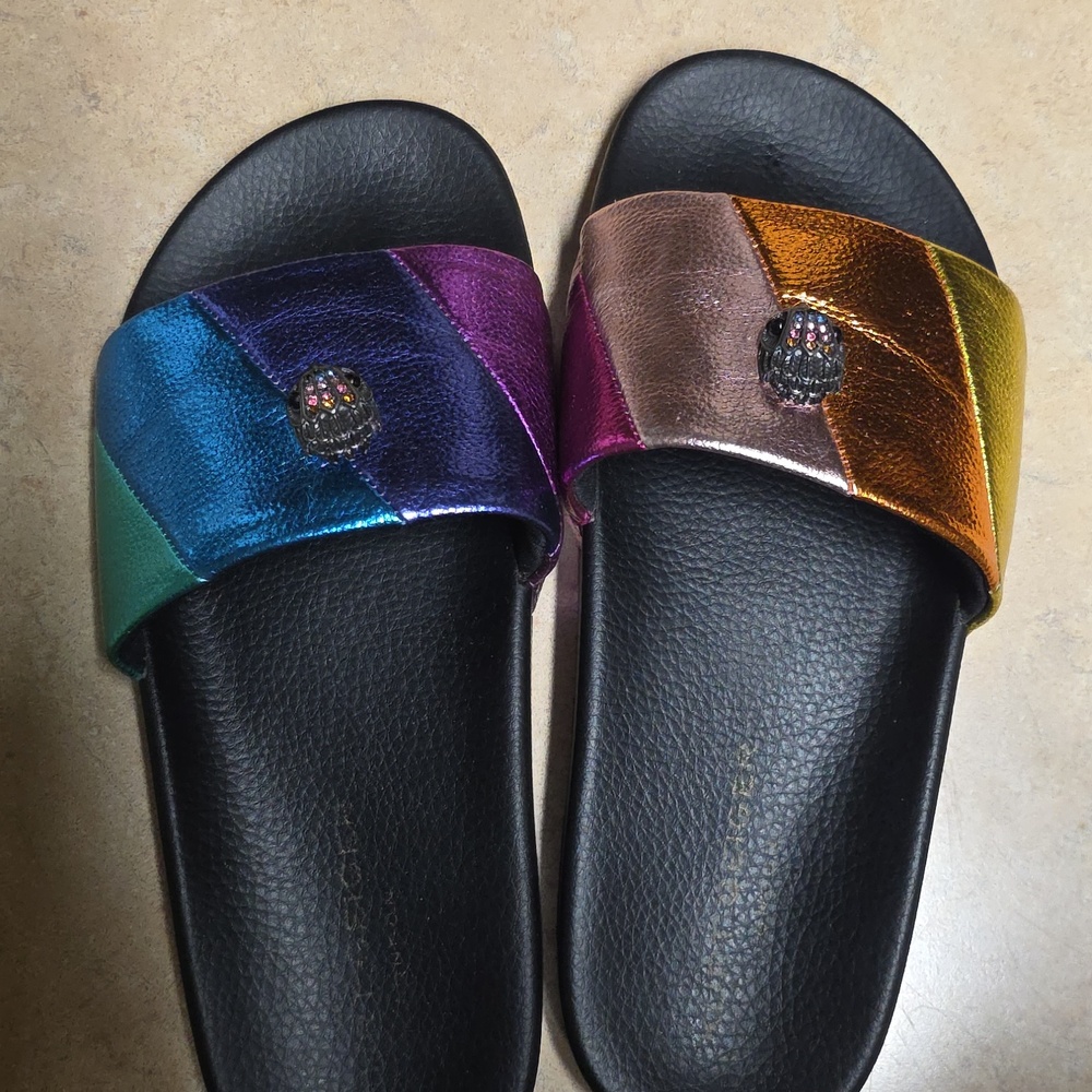 Kurt Geiger Metallic Rainbow Slide Sandals FIRM!! EURO 39..Great Used Condition - Picture 4 of 7